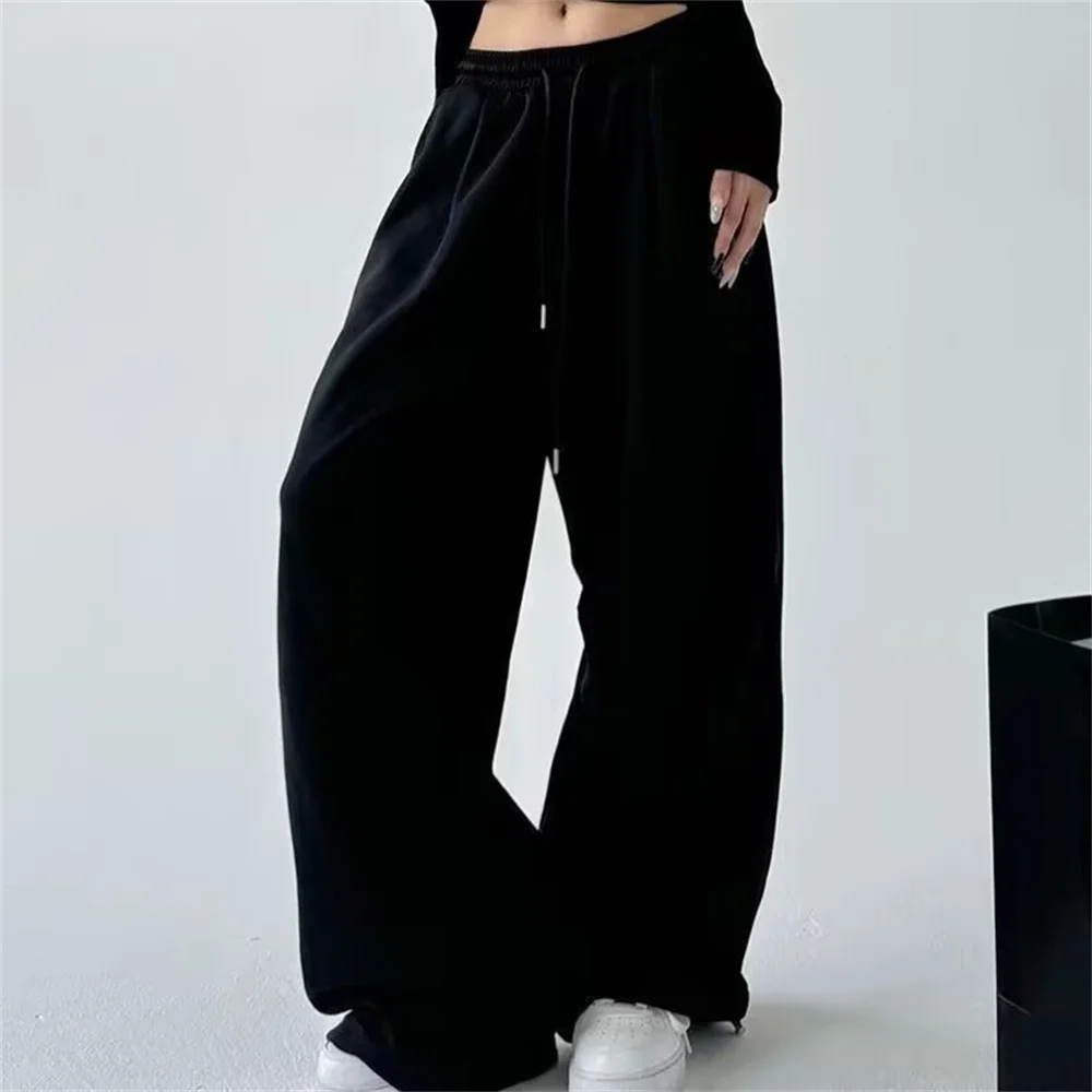 Autumn Fashion New Women Vintage Streetwear Wide Leg Sweatpants Oversized Sports Pants Drawstring Trousers Clothes Women