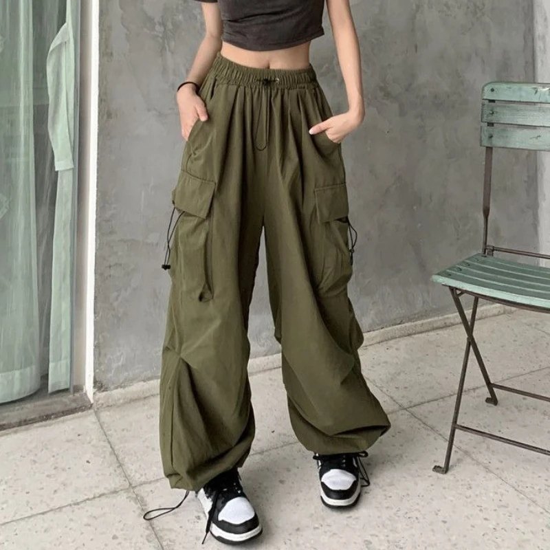 Retro Cargo Pants Women Fashion Streetwear High Waist Thin Casual Sweatpants Harajuku Sports Pants Woman Clothes Trousers Mujer