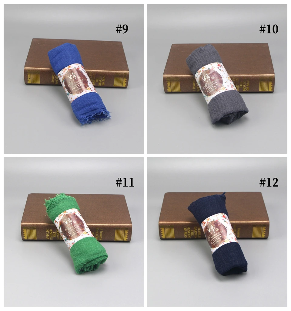 HUISHI Scarf Muslim Women Bubble Cotton Solid Islam Muslim Head Scarf Shawls and Wraps Female Foulard Crinkle Cloud Hijab