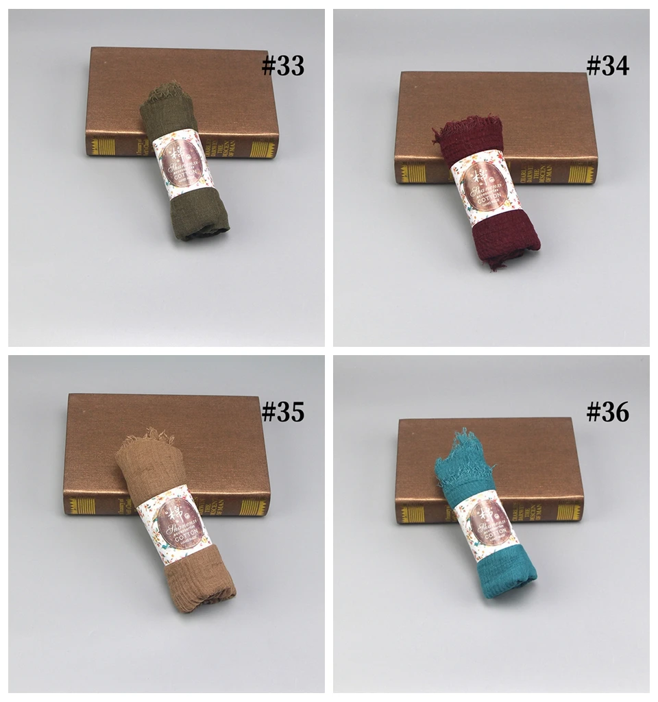 HUISHI Scarf Muslim Women Bubble Cotton Solid Islam Muslim Head Scarf Shawls and Wraps Female Foulard Crinkle Cloud Hijab