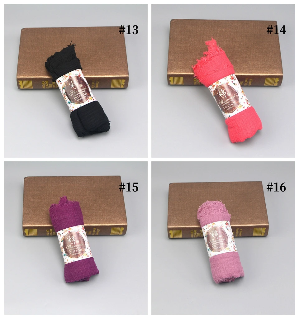 HUISHI Scarf Muslim Women Bubble Cotton Solid Islam Muslim Head Scarf Shawls and Wraps Female Foulard Crinkle Cloud Hijab