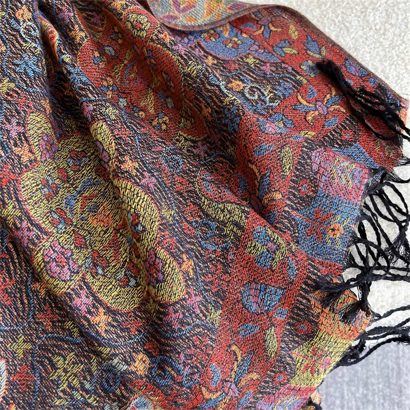 Thicken Embroidery Cashmere Winter Scarves Women Pareo Cape Warm Muslim Shawl Chunky Headscarf Wrap Ladies Elegant Poncho Turban