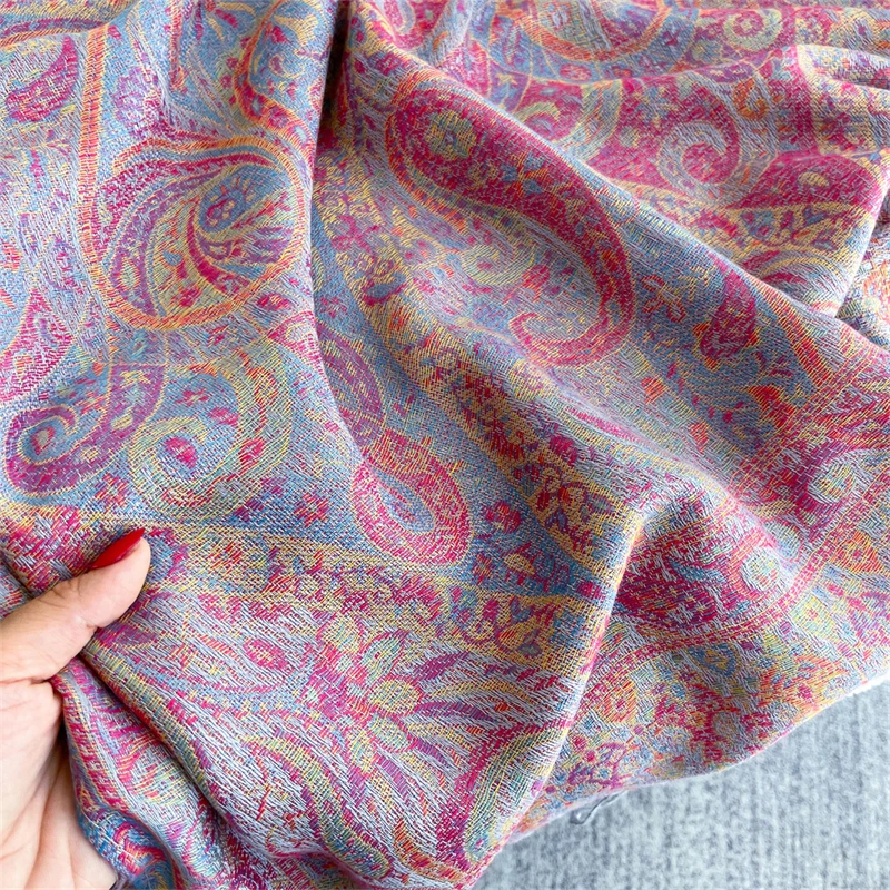 Thicken Embroidery Cashmere Winter Scarves Women Pareo Cape Warm Muslim Shawl Chunky Headscarf Wrap Ladies Elegant Poncho Turban