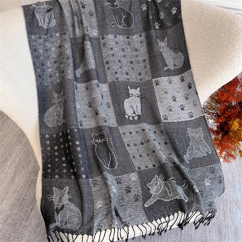 Thicken Embroidery Cashmere Winter Scarves Women Pareo Cape Warm Muslim Shawl Chunky Headscarf Wrap Ladies Elegant Poncho Turban