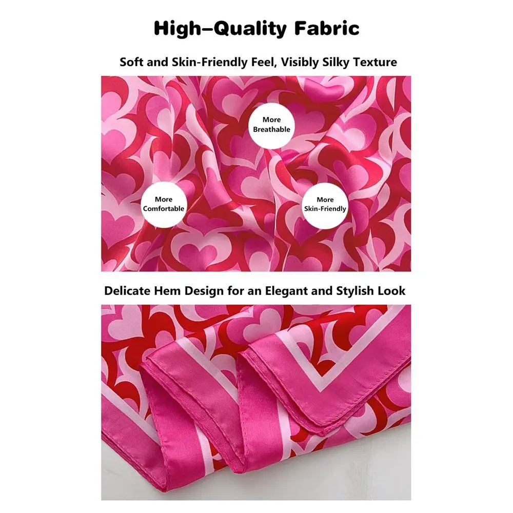 Breathable 70x70cm Square Silk Scarf Lemon Print Spring Summer Head Wrap Hair Band Elegant Shawl for Women