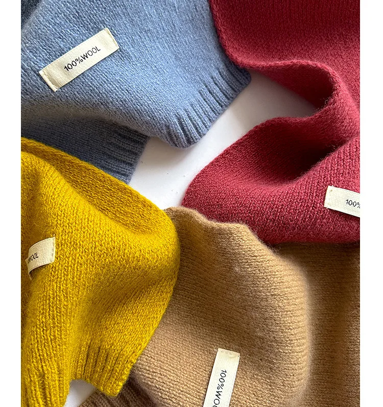 2025 100% Australian Wool Scarf Women Winter  Solid Color Knitted Scarf Windproof Thick Warm Neck Protection Ladies Knit Scarf