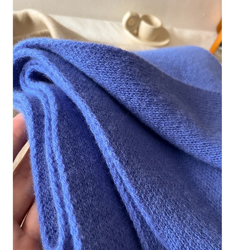 2025 100% Australian Wool Scarf Women Winter  Solid Color Knitted Scarf Windproof Thick Warm Neck Protection Ladies Knit Scarf