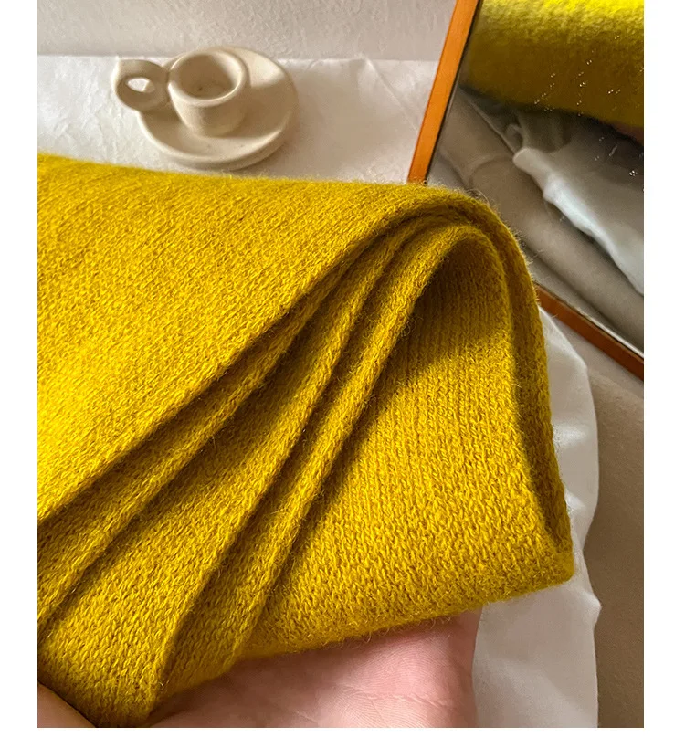 2025 100% Australian Wool Scarf Women Winter  Solid Color Knitted Scarf Windproof Thick Warm Neck Protection Ladies Knit Scarf