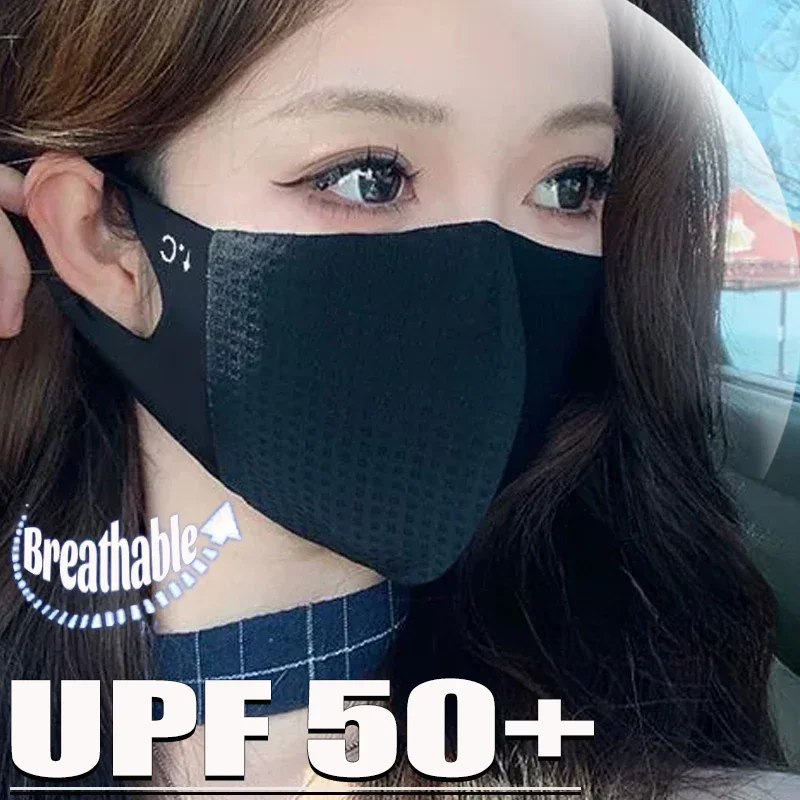 Summer UV Protection Mask Women Men Ice Silk Sunscreen Breathable Thin Face Cover Sunscreen Anti-uv Fashionable Outdoor Gear