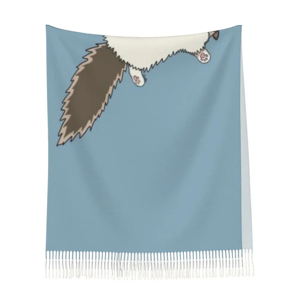 Fluffy Ragdoll Cat Stretch - Glacial Lake Background 72x197cm Shawl A Tassel Scarf