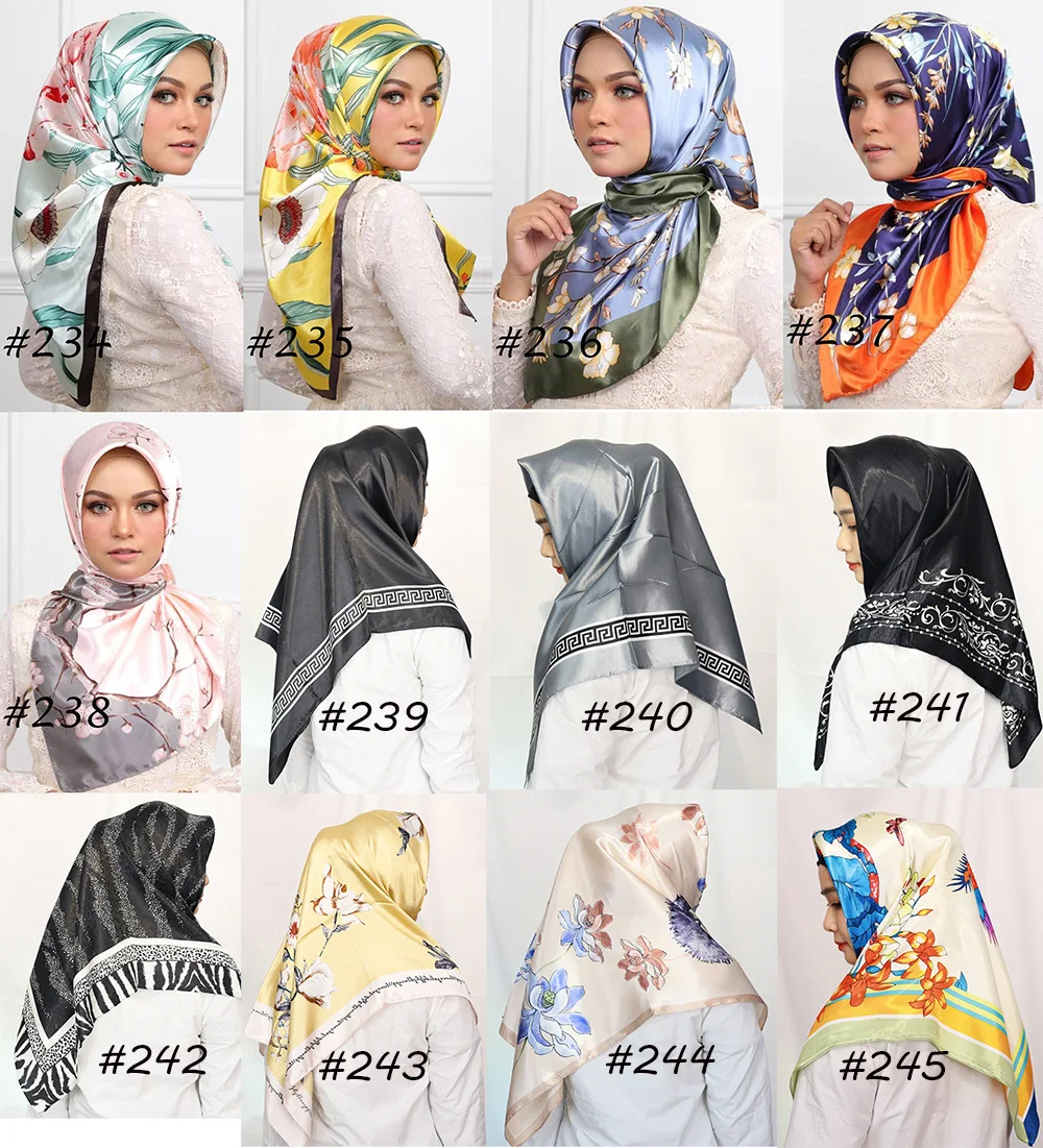 New Versatile Retro Chain Printed Silk Scarf with Simulated Satin Complexion Ding 90cm Fashionable Large Square Scarf