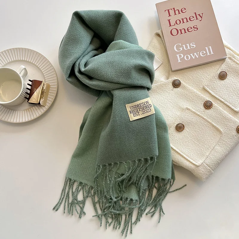 Double Sided Imitation Cashmere Casual Wrap Female Fall Winter Couples Contrast Scarf Classic Brand Minimalist Men Women Muffler
