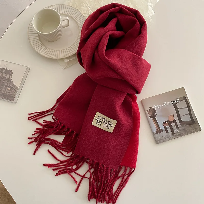 Double Sided Imitation Cashmere Casual Wrap Female Fall Winter Couples Contrast Scarf Classic Brand Minimalist Men Women Muffler