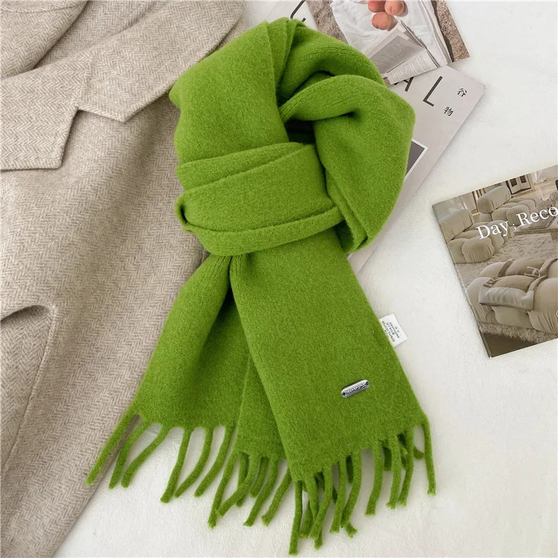 High Quality Korean Chic Hick Warm Women Men Simple Scarf Casual Outdoor Solid Women Wrap Soft Imitation Cashmere Shawl Female