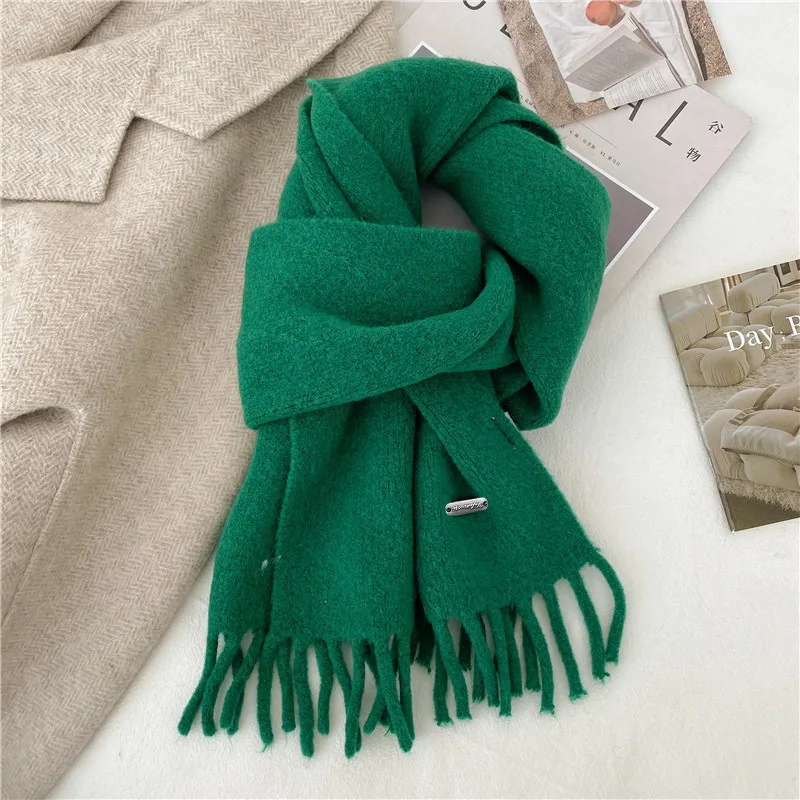 High Quality Korean Chic Hick Warm Women Men Simple Scarf Casual Outdoor Solid Women Wrap Soft Imitation Cashmere Shawl Female