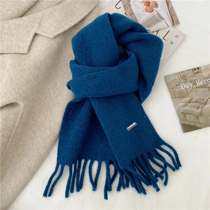 High Quality Korean Chic Hick Warm Women Men Simple Scarf Casual Outdoor Solid Women Wrap Soft Imitation Cashmere Shawl Female