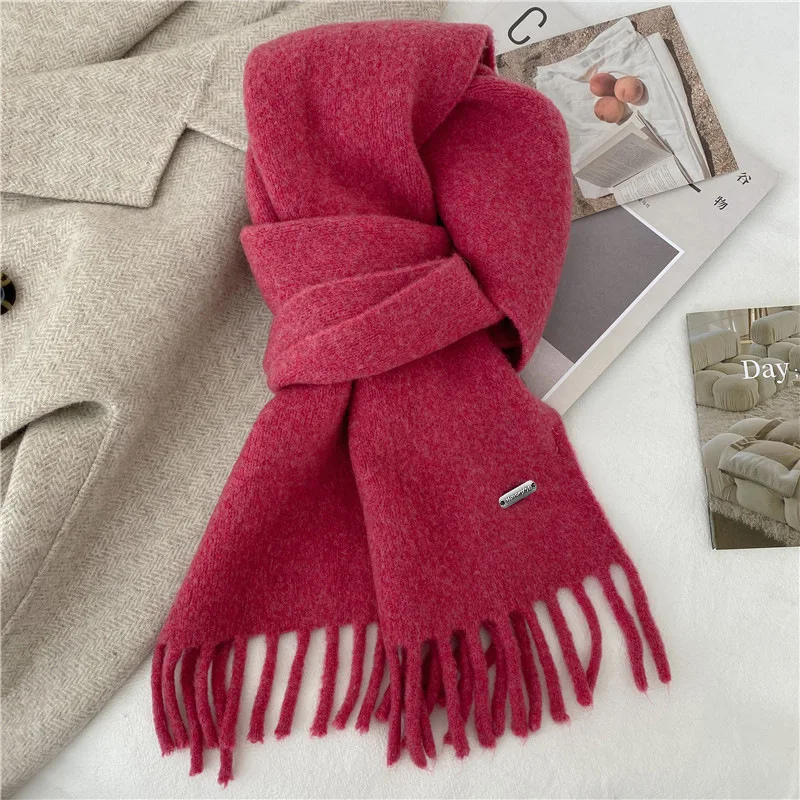High Quality Korean Chic Hick Warm Women Men Simple Scarf Casual Outdoor Solid Women Wrap Soft Imitation Cashmere Shawl Female