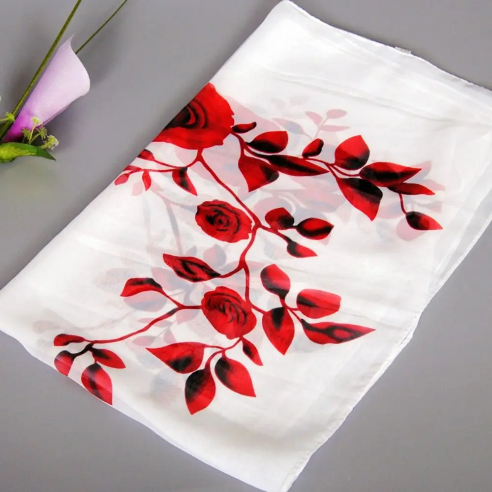 Fashion Branch Rose Pattern Chiffon Scarf Luxury Design Brand Spring Summer Scarf Printed Scarves For Women Girls