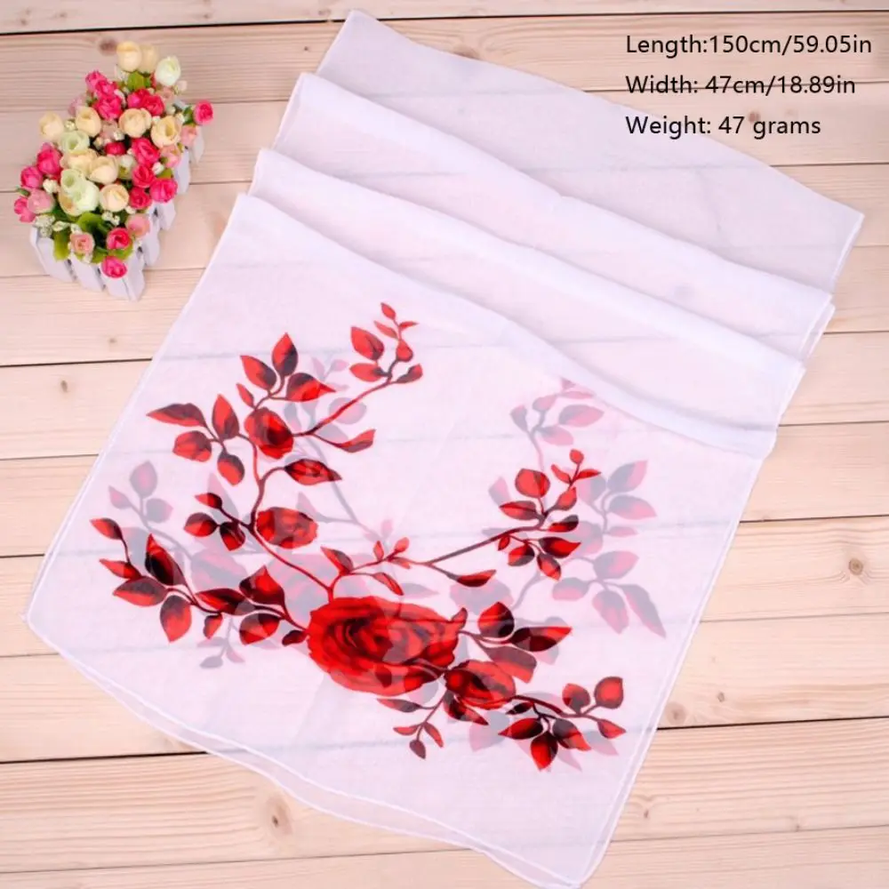 Fashion Branch Rose Pattern Chiffon Scarf Luxury Design Brand Spring Summer Scarf Printed Scarves For Women Girls