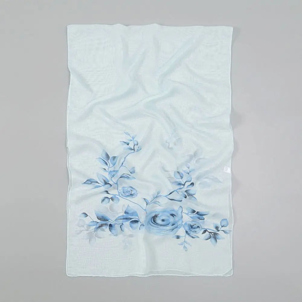 Fashion Branch Rose Pattern Chiffon Scarf Luxury Design Brand Spring Summer Scarf Printed Scarves For Women Girls