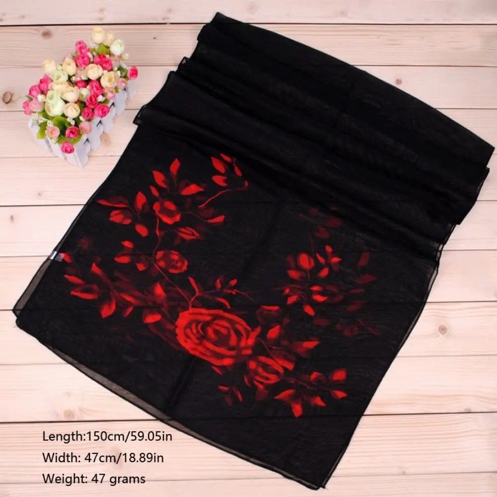 Fashion Branch Rose Pattern Chiffon Scarf Luxury Design Brand Spring Summer Scarf Printed Scarves For Women Girls
