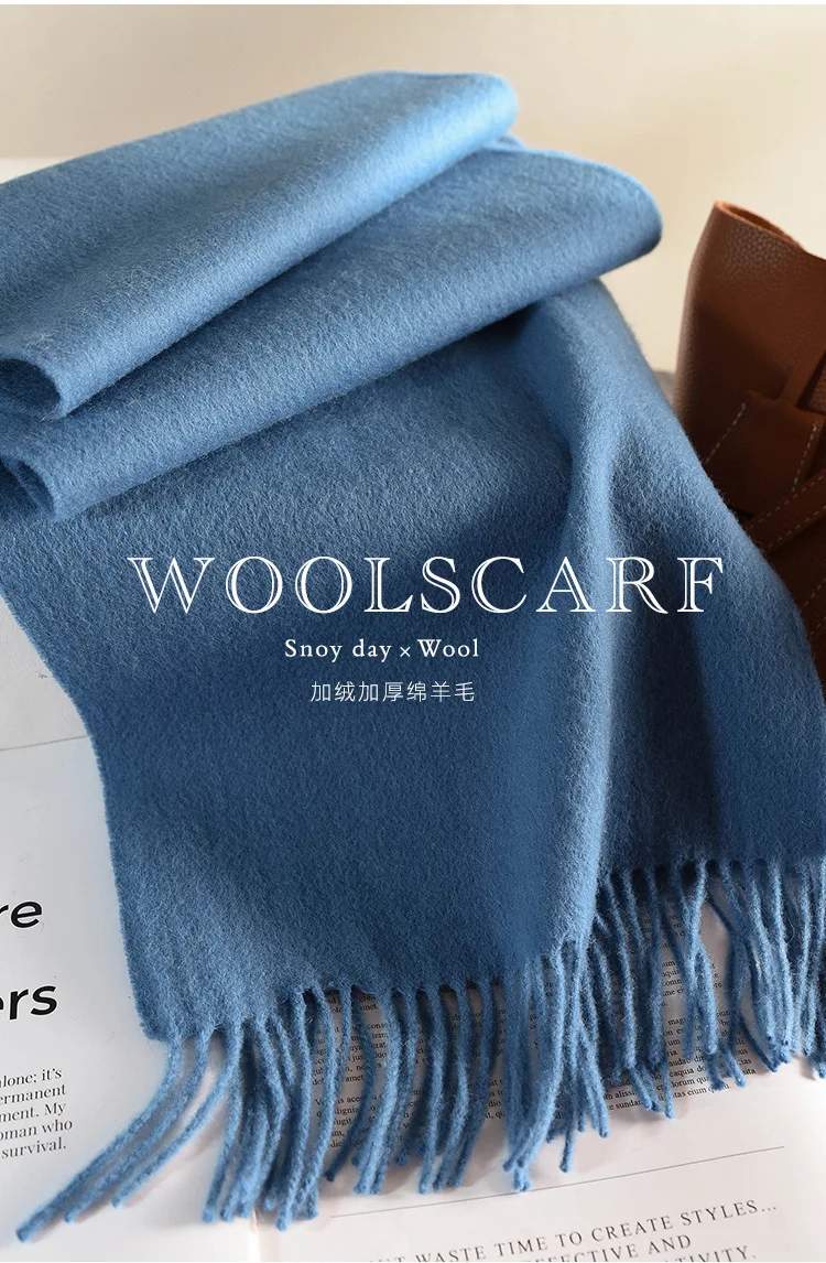 Wool Winter Long Scarf Women Sold Color Tassel Scarves for Ladies Shawl Scarf Fashion Thick Warm Cashmere Poncho Wrap Unisex