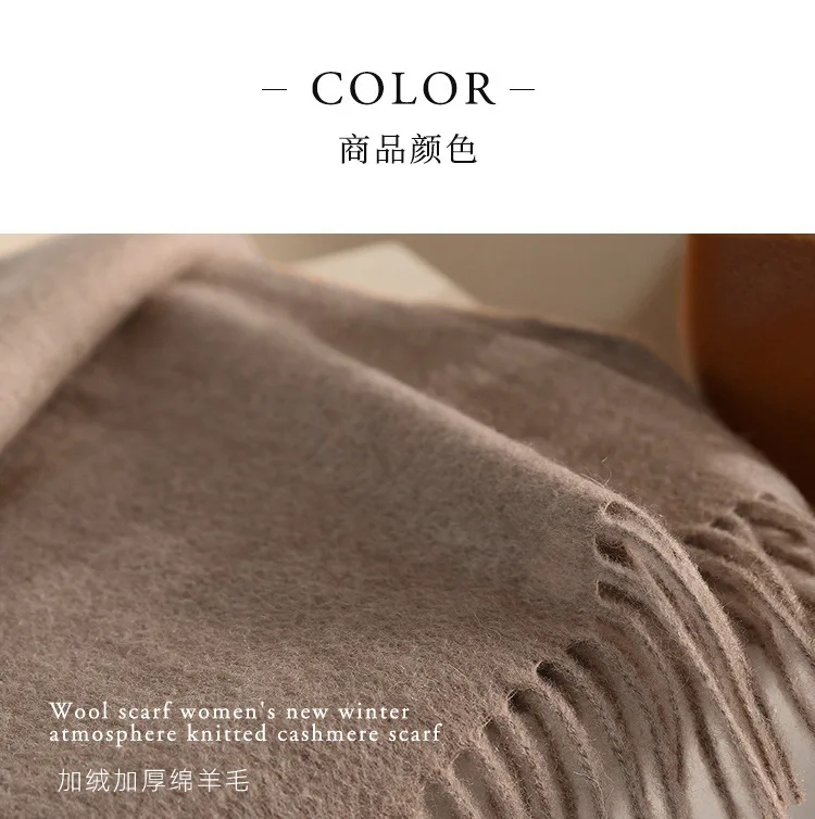 Wool Winter Long Scarf Women Sold Color Tassel Scarves for Ladies Shawl Scarf Fashion Thick Warm Cashmere Poncho Wrap Unisex