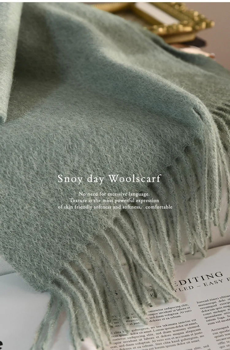 Wool Winter Long Scarf Women Sold Color Tassel Scarves for Ladies Shawl Scarf Fashion Thick Warm Cashmere Poncho Wrap Unisex