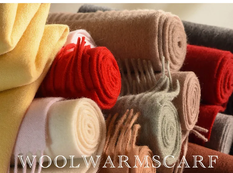 Wool Winter Long Scarf Women Sold Color Tassel Scarves for Ladies Shawl Scarf Fashion Thick Warm Cashmere Poncho Wrap Unisex