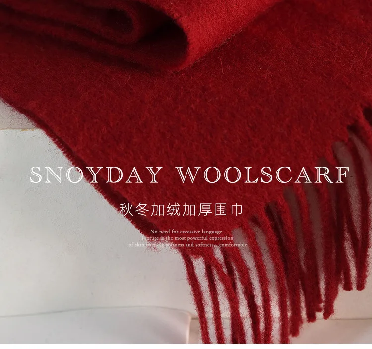 Wool Winter Long Scarf Women Sold Color Tassel Scarves for Ladies Shawl Scarf Fashion Thick Warm Cashmere Poncho Wrap Unisex