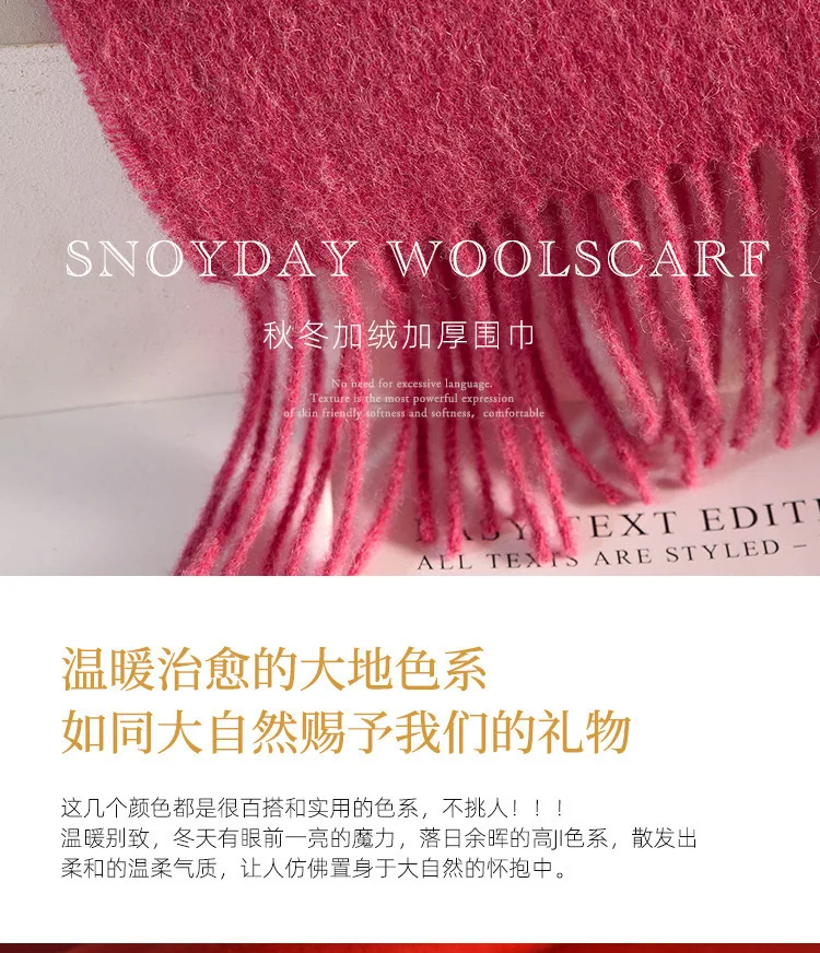 Wool Winter Long Scarf Women Sold Color Tassel Scarves for Ladies Shawl Scarf Fashion Thick Warm Cashmere Poncho Wrap Unisex