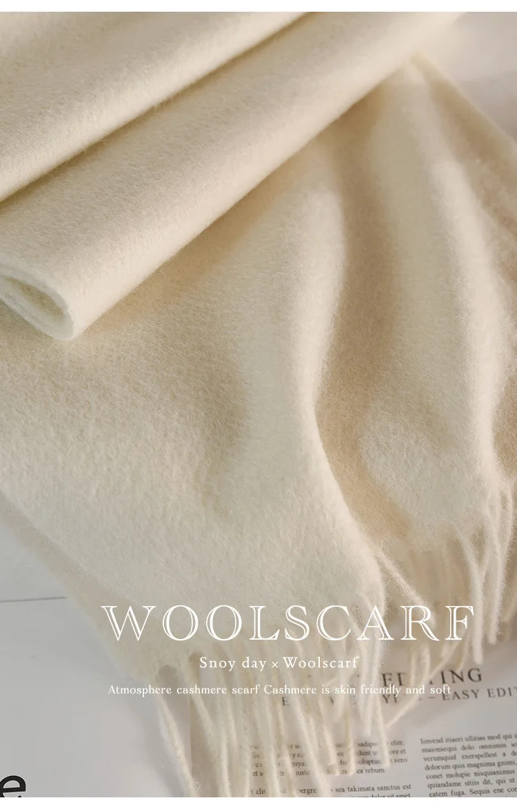 Wool Winter Long Scarf Women Sold Color Tassel Scarves for Ladies Shawl Scarf Fashion Thick Warm Cashmere Poncho Wrap Unisex