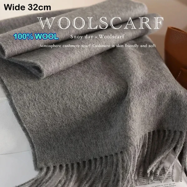 Wool Winter Long Scarf Women Sold Color Tassel Scarves for Ladies Shawl Scarf Fashion Thick Warm Cashmere Poncho Wrap Unisex