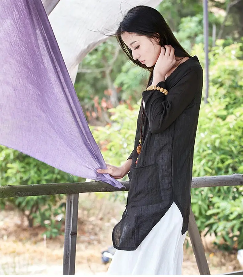 Ethnic Style Double Bamboo Cotton Linen Fabric Per Meter for Shirt Dress Cheongsam Scarf Diy Sewing Soft Needlework Plain Cloth