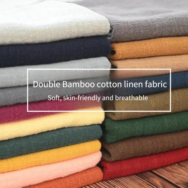 Ethnic Style Double Bamboo Cotton Linen Fabric Per Meter for Shirt Dress Cheongsam Scarf Diy Sewing Soft Needlework Plain Cloth