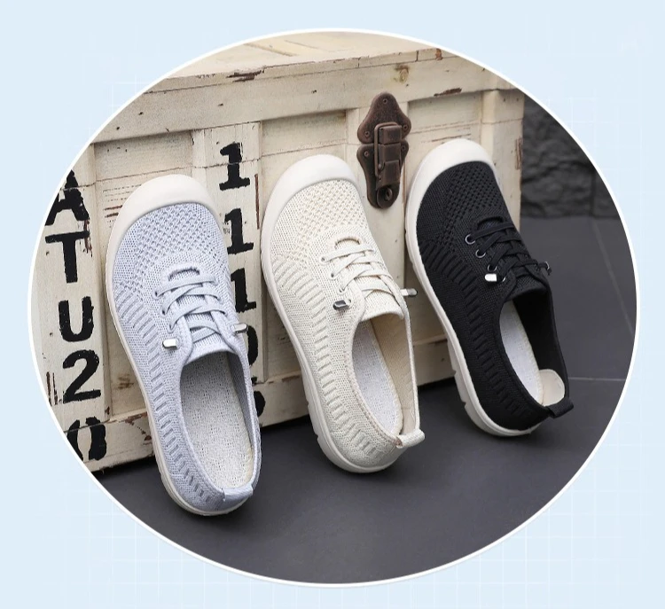 Women's Neo-Chinese Style Walking Shoes Soft Sole Lightweight Slip-On Breathable Comfort Shoes Women Non-Slip Casual Lazy Shoes