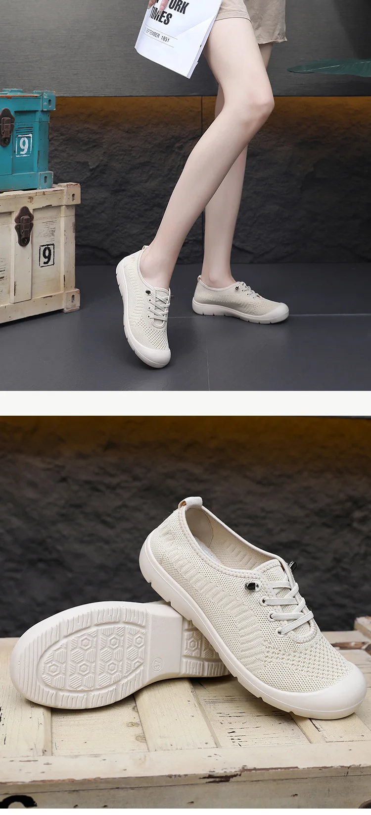 Women's Neo-Chinese Style Walking Shoes Soft Sole Lightweight Slip-On Breathable Comfort Shoes Women Non-Slip Casual Lazy Shoes