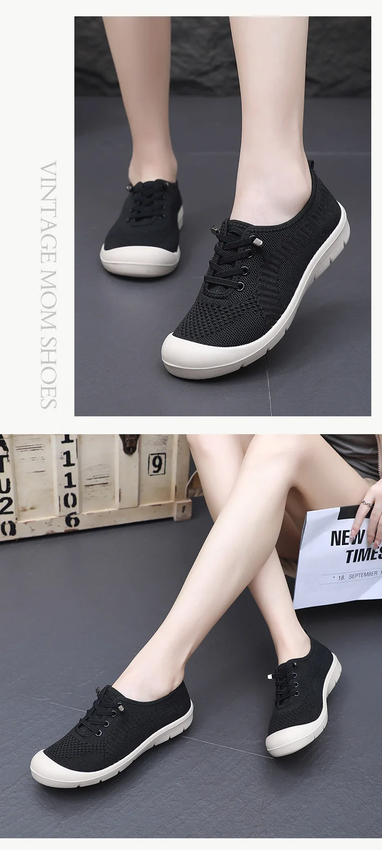 Women's Neo-Chinese Style Walking Shoes Soft Sole Lightweight Slip-On Breathable Comfort Shoes Women Non-Slip Casual Lazy Shoes