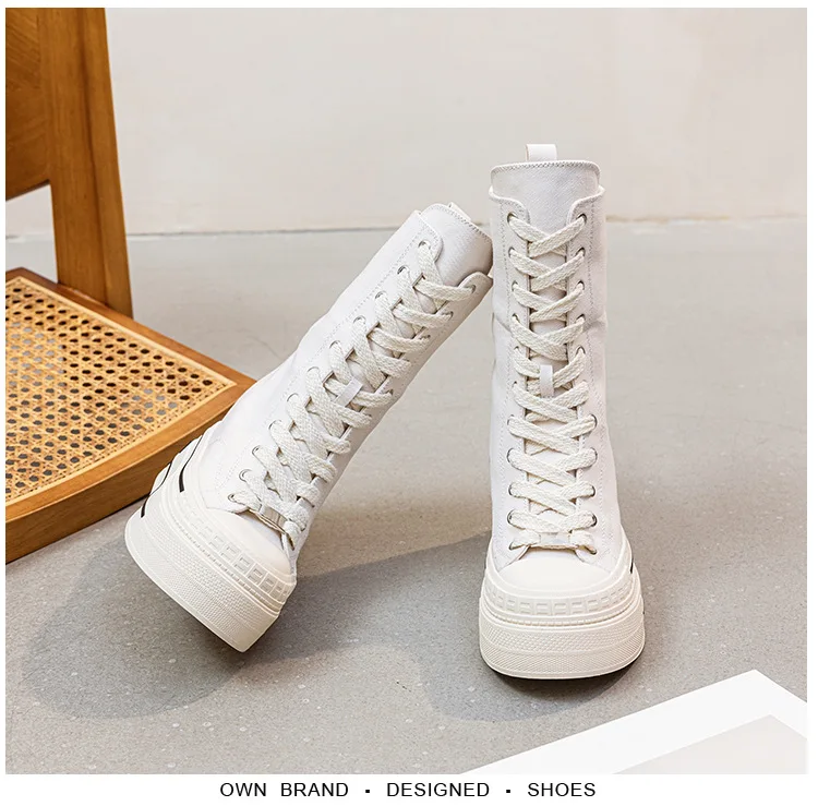 12CM High Brand Skateboard Breathable Heightening Shoes Denim Women Fashion Spring Ankle Boot High Brand Platform Wedge Autumn