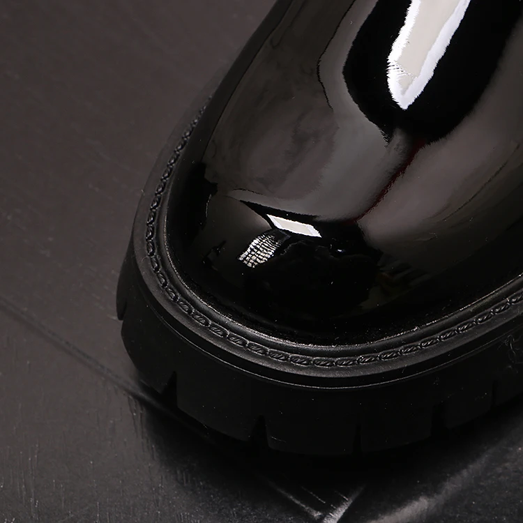 men's casual patent leather boots black stylish platform shoes party nightclub dress cowboy high boot handsome motorcycle botas
