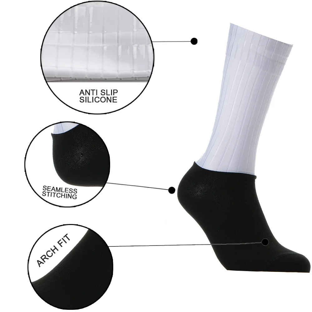 Slip 2025 New Whiteline Aero Cycling Socks Summer Anti Socks Men Silicone Bicycle Sport Running Bike Socks Calcetines Ciclismo