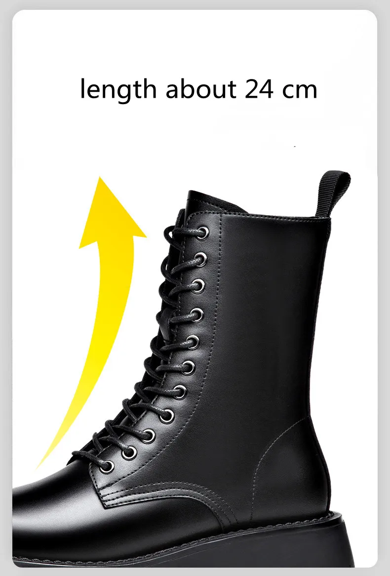 mens leisure party nightclub dress high motorcycle boots black autumn winter shoes cowboy platform boot lace-up long botas male