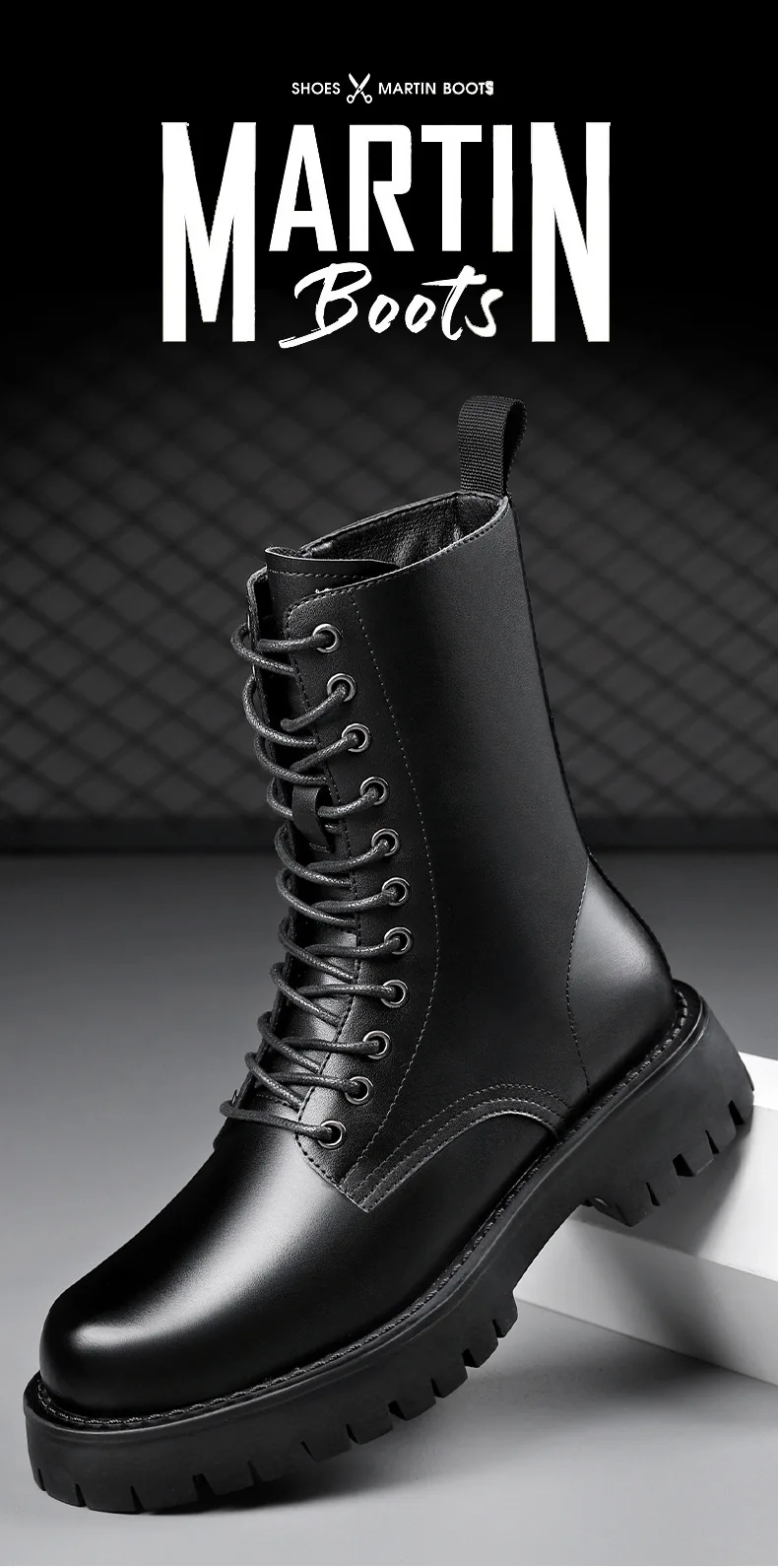 mens leisure party nightclub dress high motorcycle boots black autumn winter shoes cowboy platform boot lace-up long botas male