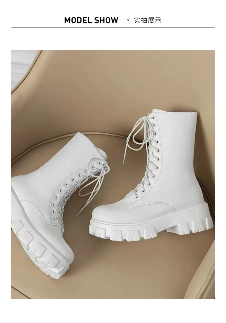 High-top Women's Shoes 2025 Spring and Autumn Season, Thick-soled, Size 35-43, Large Size Women's Shoes, Women's Mid-calf Boots