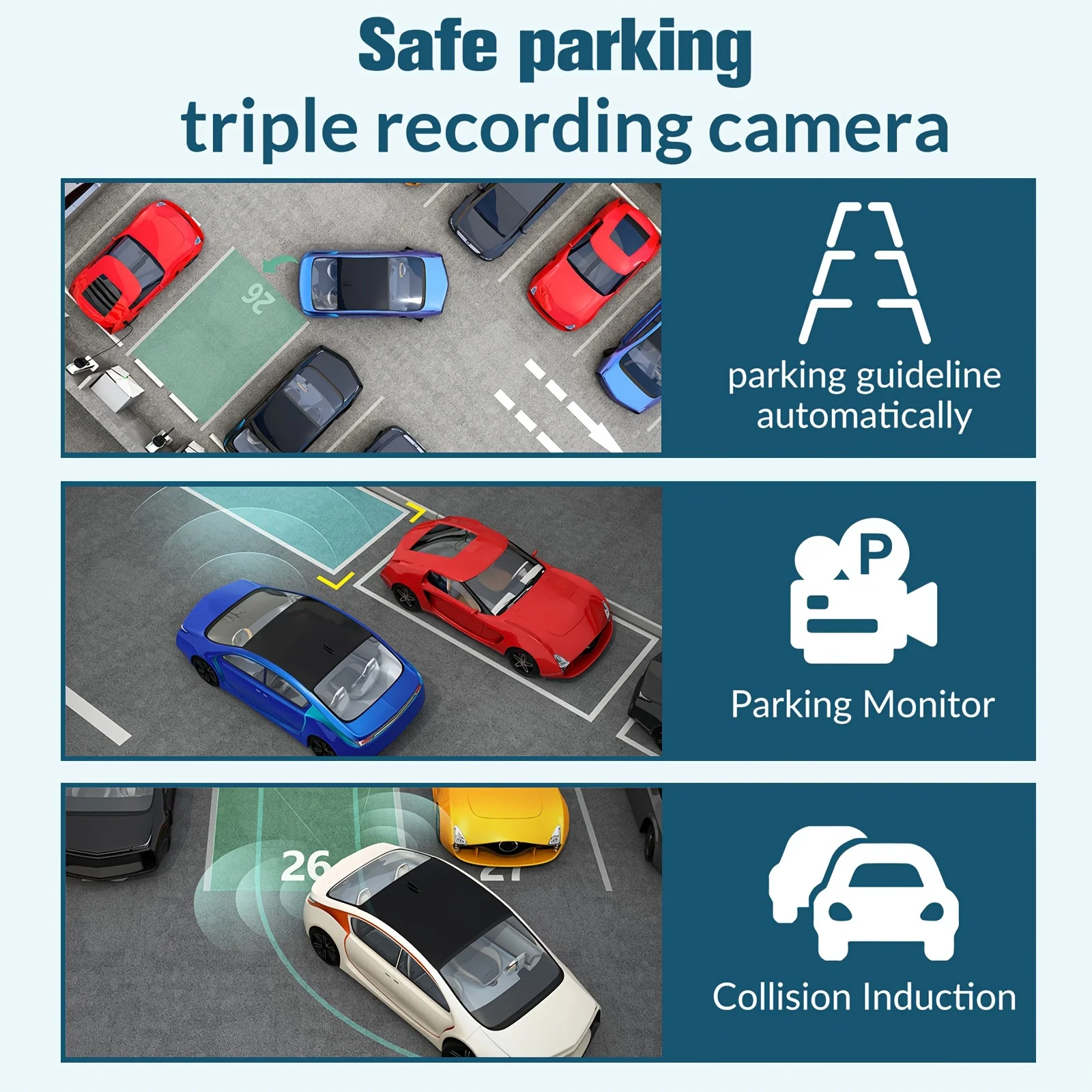 3 Channel Dash Cam for Cars Black Box Camera Car DVR 1080P Video Recorder Rear View Camera for Vehicle Car DVR car accessories