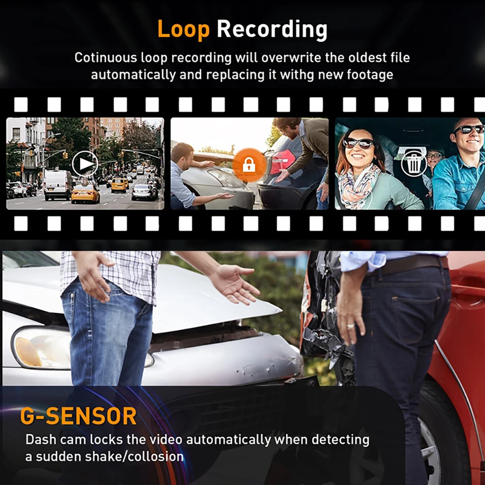 3 Channel Dash Cam for Cars Black Box Camera Car DVR 1080P Video Recorder Rear View Camera for Vehicle Car DVR car accessories