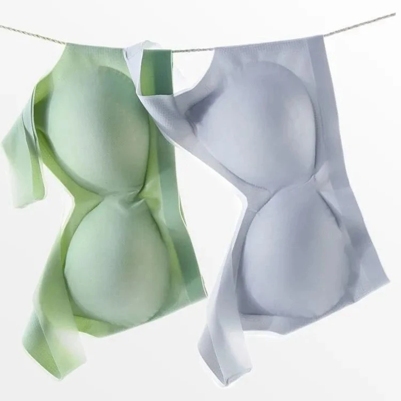 Summer Ultra-thin Ice Silk Seamless Bra Without Steel Ring Anti-sagging Large Size Beautiful Back Breathable Sleep Sports Bra