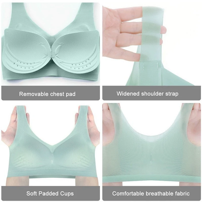 Summer Ultra-thin Ice Silk Seamless Bra Without Steel Ring Anti-sagging Large Size Beautiful Back Breathable Sleep Sports Bra