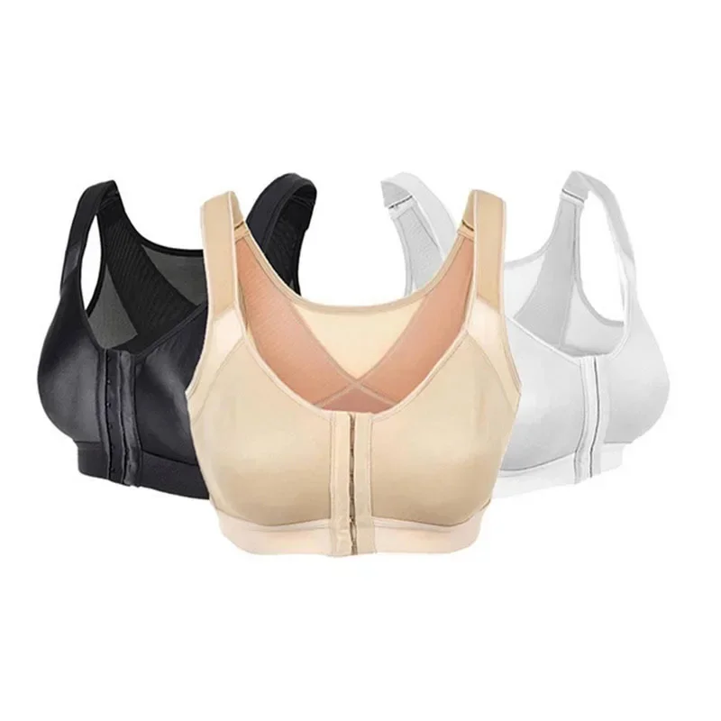 Vest Bras S-5XL Front Closure Posture Corrector Lift Up Bra Women Push Up Cross Back Underwear Shockproof Sports Support Fitness