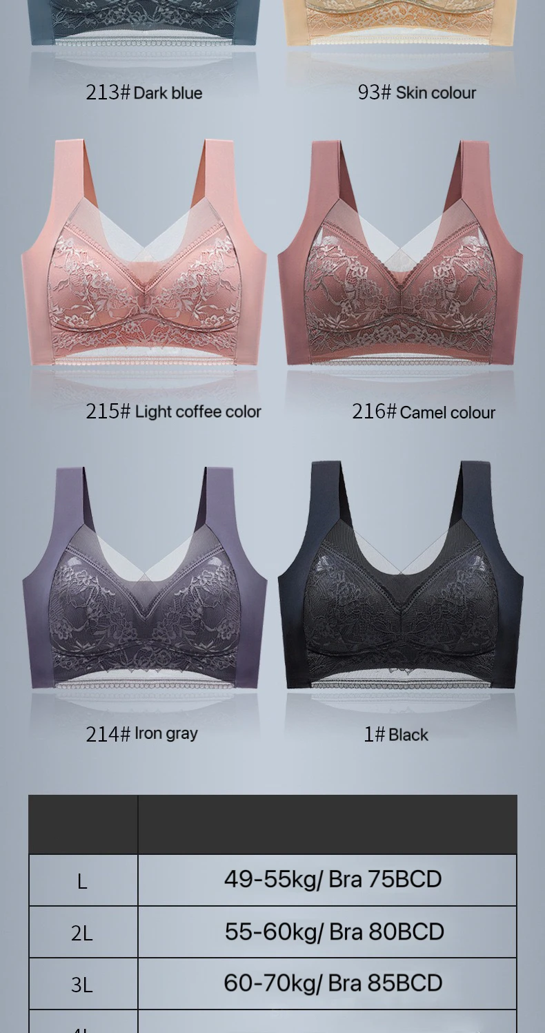 1pcs Women Lace Plus Size Bra Basic Anti Sagging Thin Vest With Padded Female Brassier Lady Ice Silk Seamless Comfort breath Bra